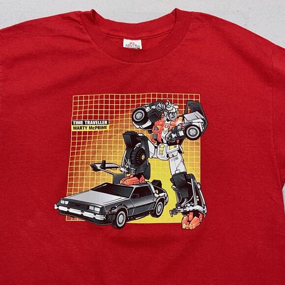 Time Traveller Marty McPrime Shirt Men Large Red Graphic Tee Back‎ to the FuturE - Picture 2 of 9